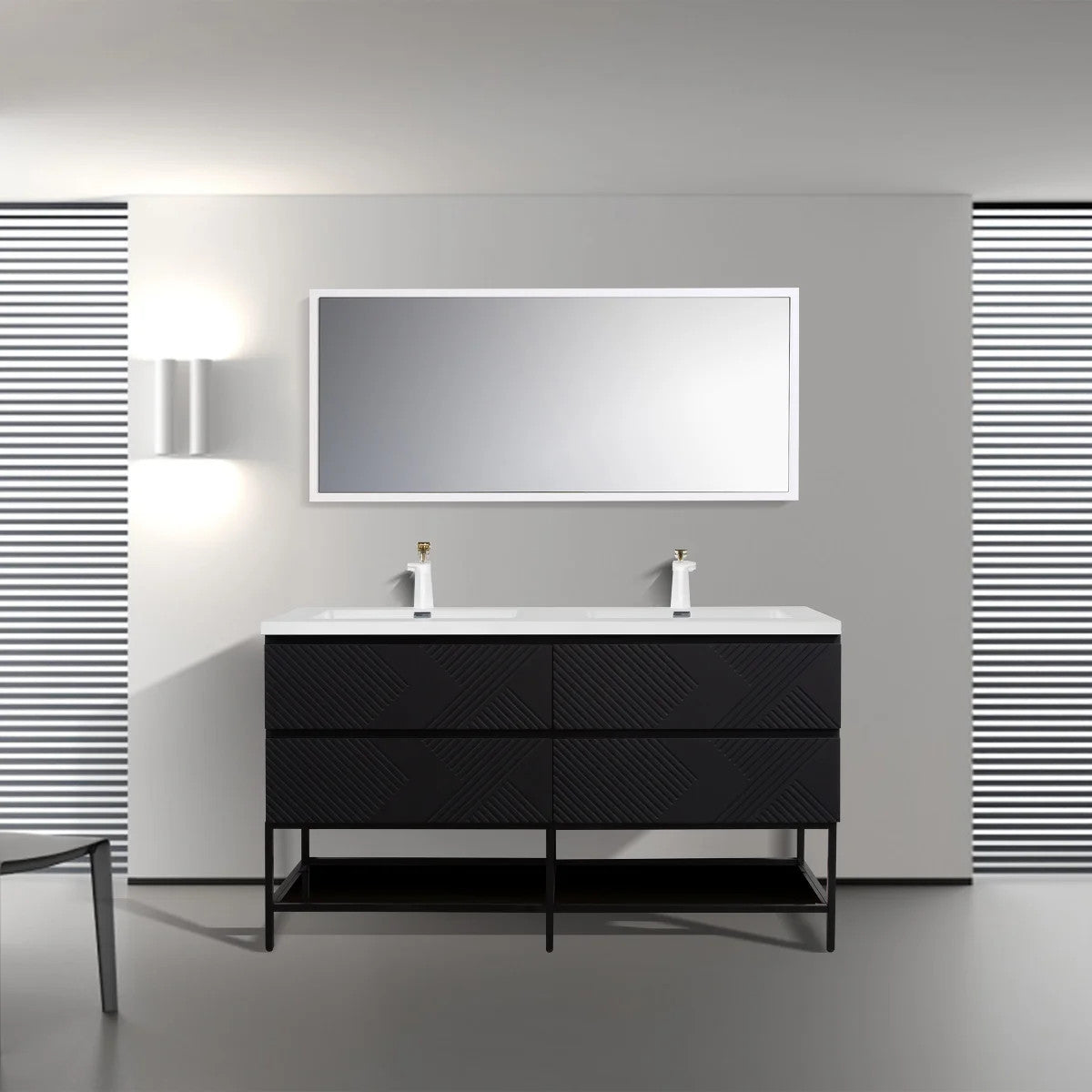 SERA MOORE 60 in. Black Freestanding Vanity