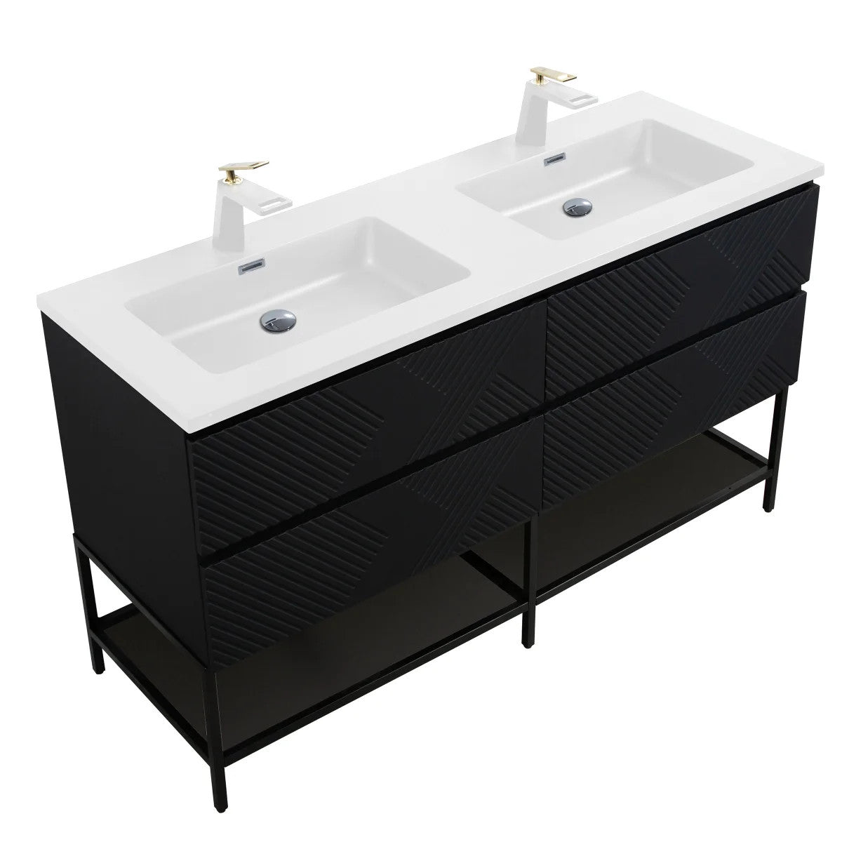 SERA MOORE 60 in. Black Freestanding Vanity