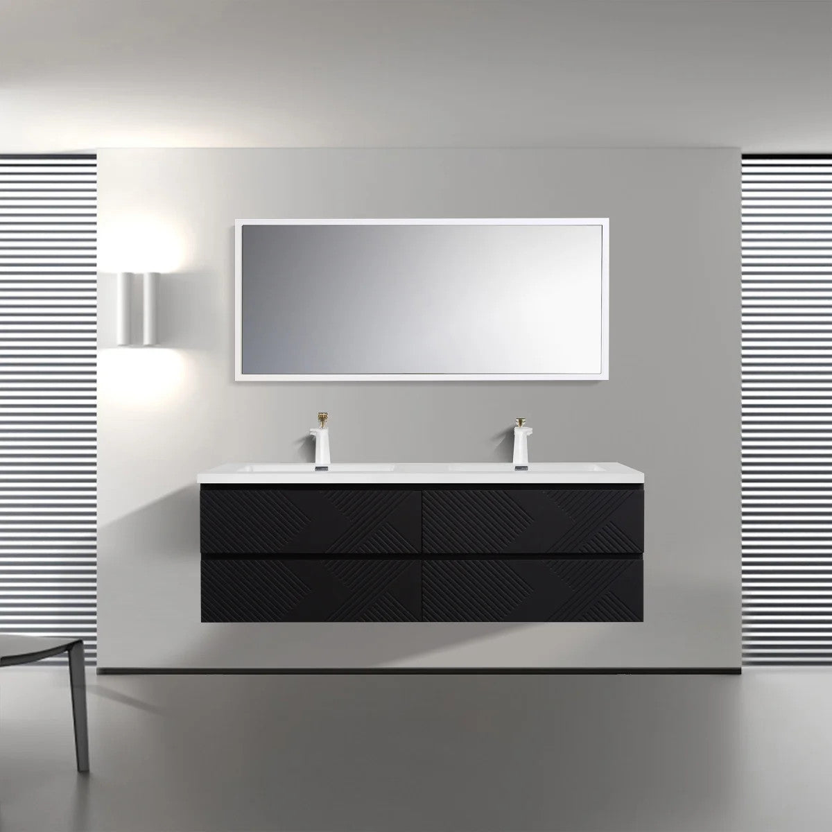 SERA MOORE 60 in. Black Wall-Mount Vanity