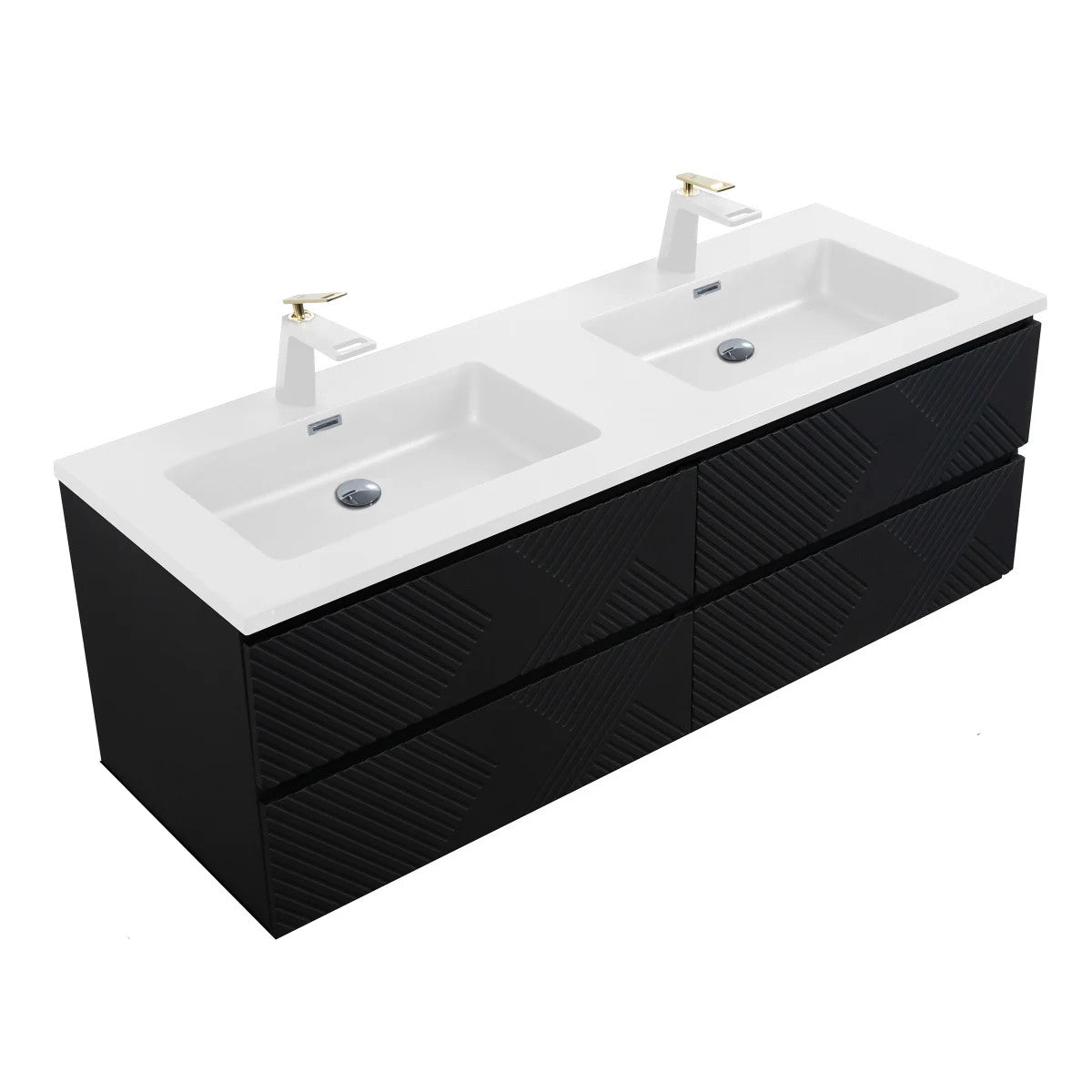 SERA MOORE 60 in. Black Wall-Mount Vanity