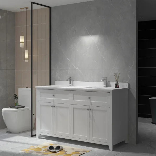 Transform Melrose Bathroom Vanity in White with Engineered Stone Countertop