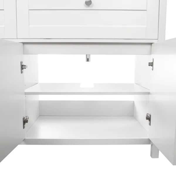 Transform Melrose Bathroom Vanity in White with Engineered Stone Countertop