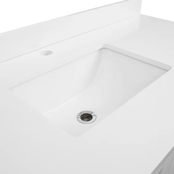 Transform Melrose Bathroom Vanity in White with Engineered Stone Countertop