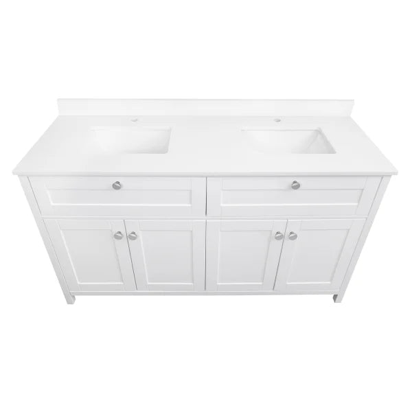Transform Melrose Bathroom Vanity in White with Engineered Stone Countertop