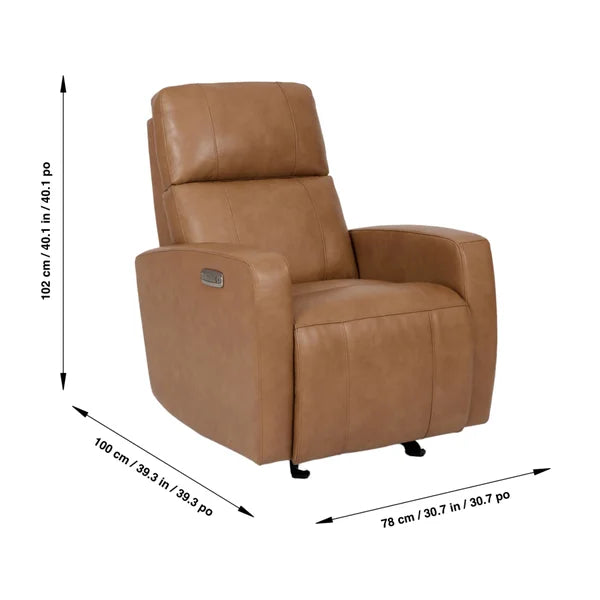 Top-grain Leather Glider Power Recliner with Power Headrest