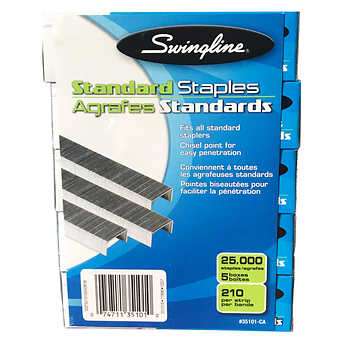 Swingline Standard Box of 5,000 Staples Pack of 5