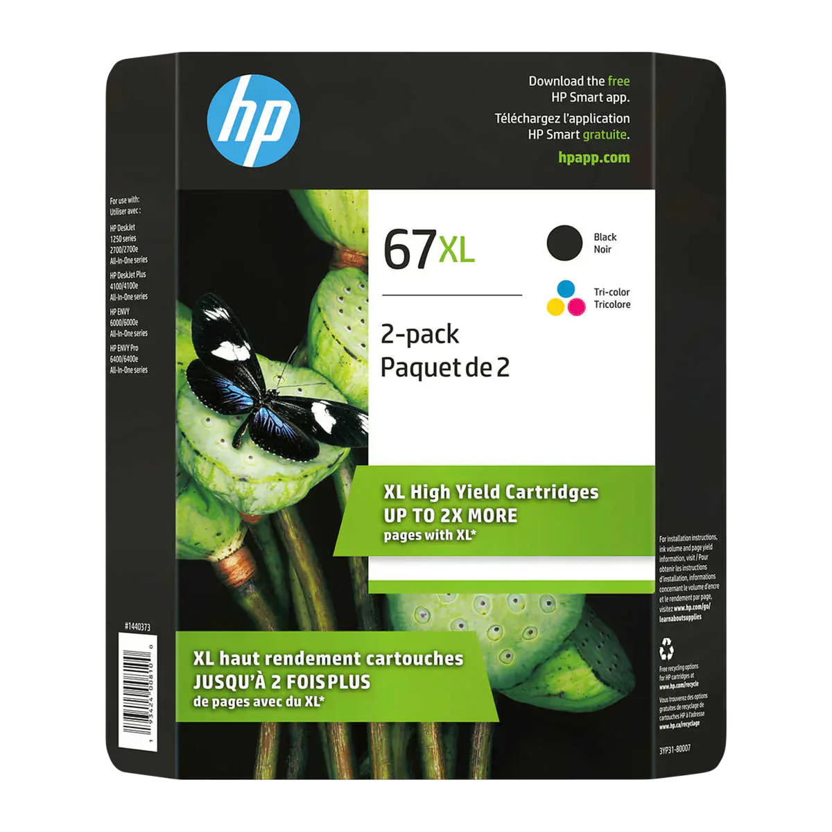 HP 67XL Black and Tri-colour High Yield Original Ink Cartridges (3YP31BN) Combo-pack
