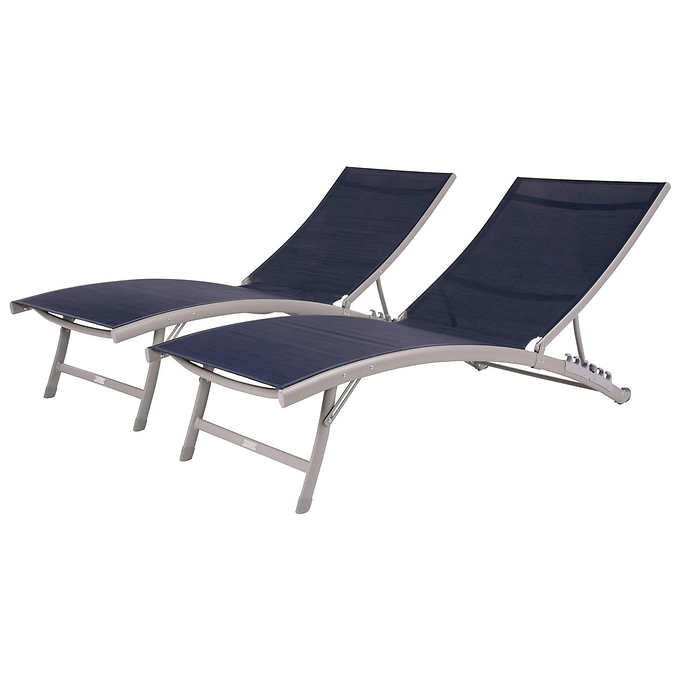 Clearwater Aluminum Loungers with Wheels, 2-pack