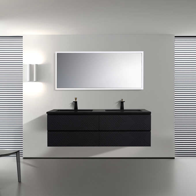 SERA MOORE 60 in. Black Wall-Mount Vanity
