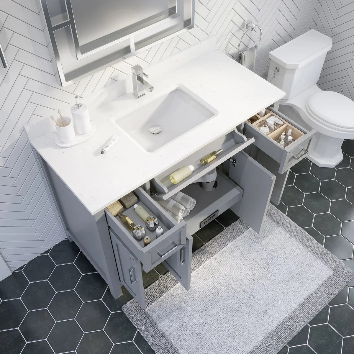 Studio Bathe Thomson Vanity with Power Bar, Oxford Grey