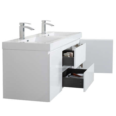 SERA 60 in. CAPRI Vanity with Glossy White Polymarble Countertop