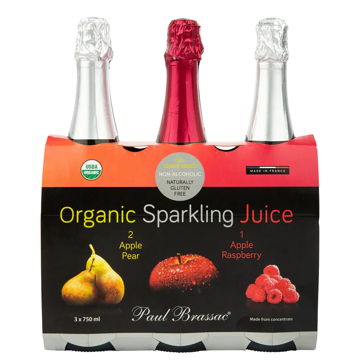 Paul Brassac Organic Sparkling Juice 3 × 750 mL