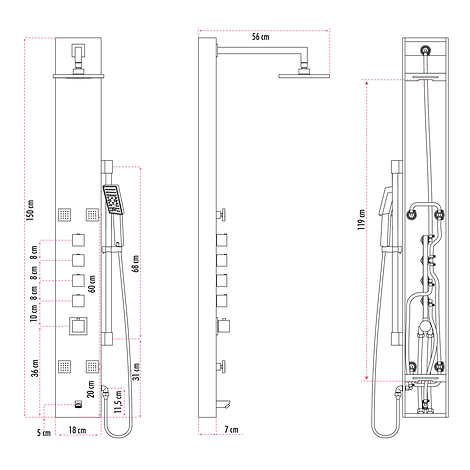 Akuaplus Nora Thermostatic Shower Panel