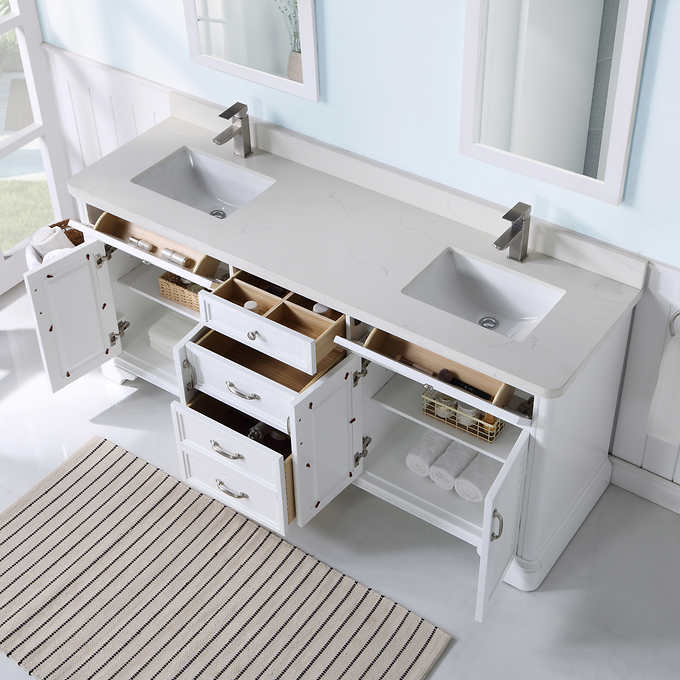 Northridge Home Augusta 72 in. Double Bathroom Vanity with Louvered Reversible Door
