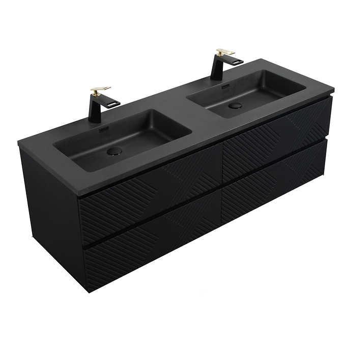 SERA MOORE 60 in. Black Wall-Mount Vanity