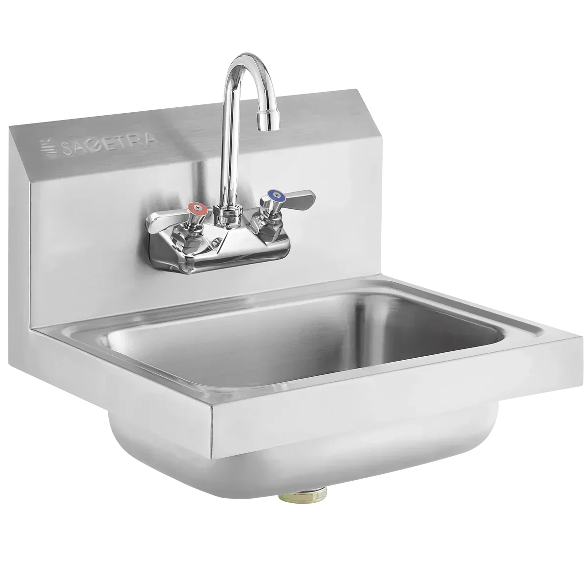Sagetra Wall-Mounted Single Basin Hand Sink 20 Gauge Stainless Steel