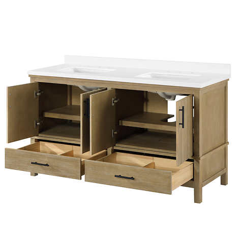 OVE Decors Arno 60 in. Double Vanity with White Quartz Top