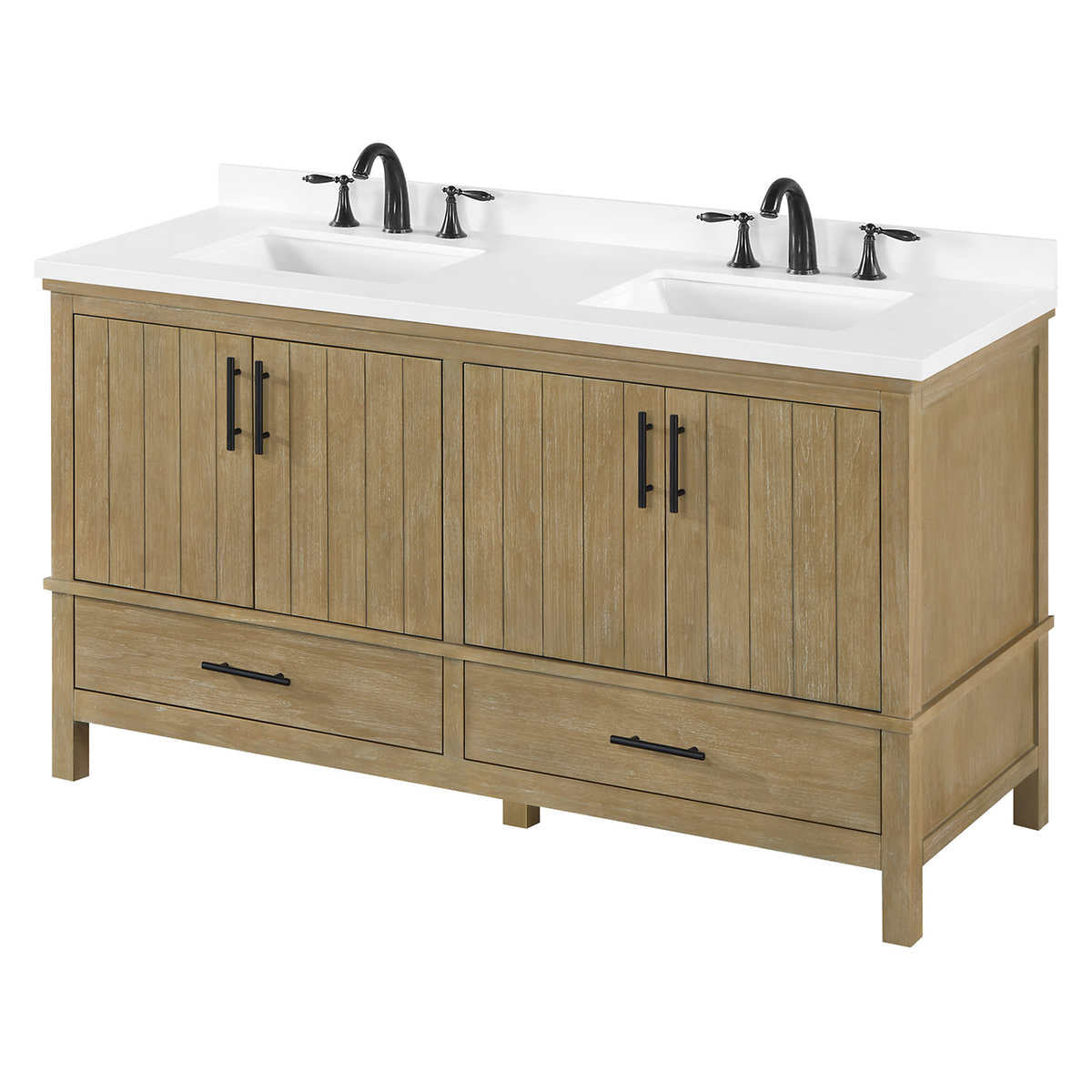 OVE Decors Arno 60 in. Double Vanity with White Quartz Top