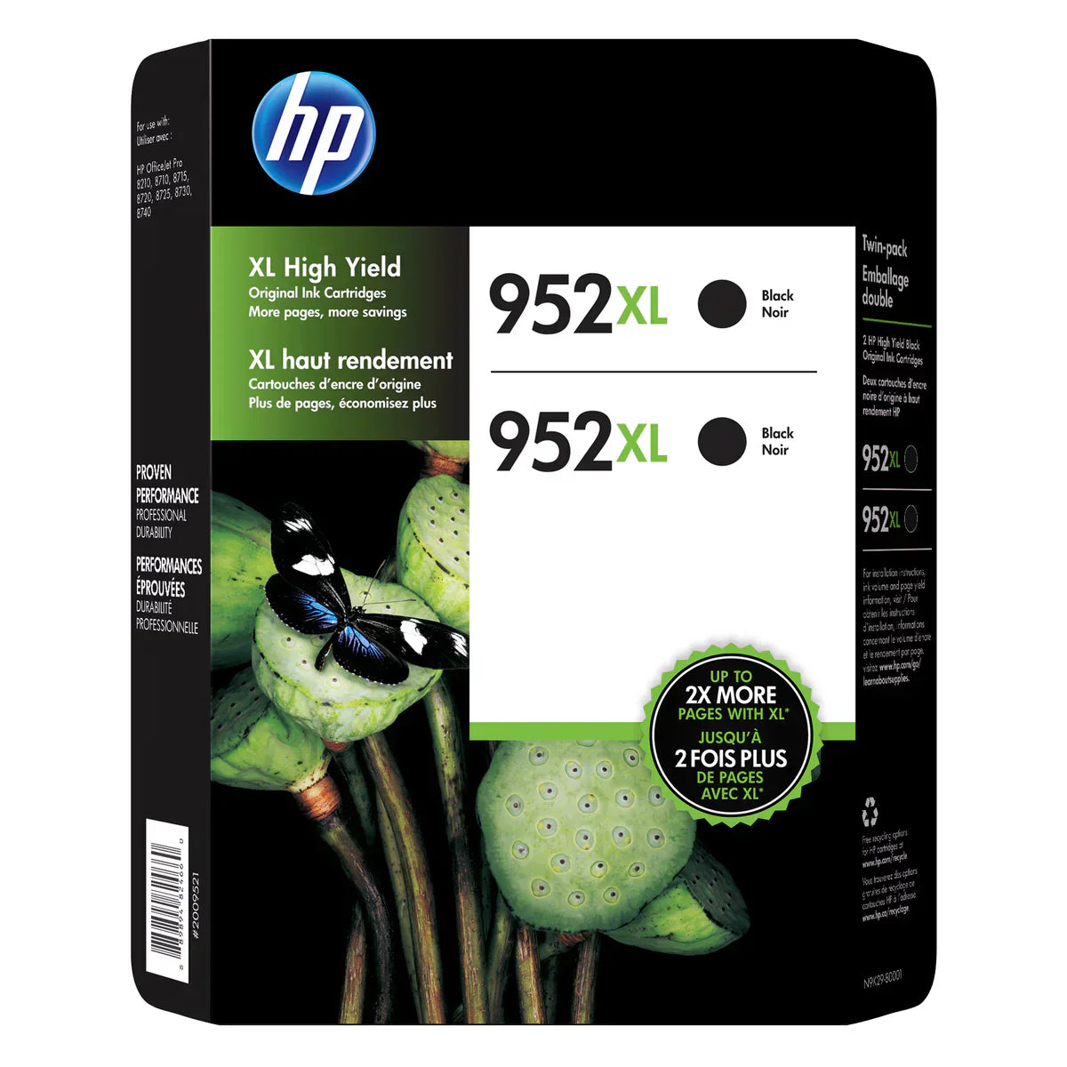 HP 952XL Black Ink Cartridges Pack of 2
