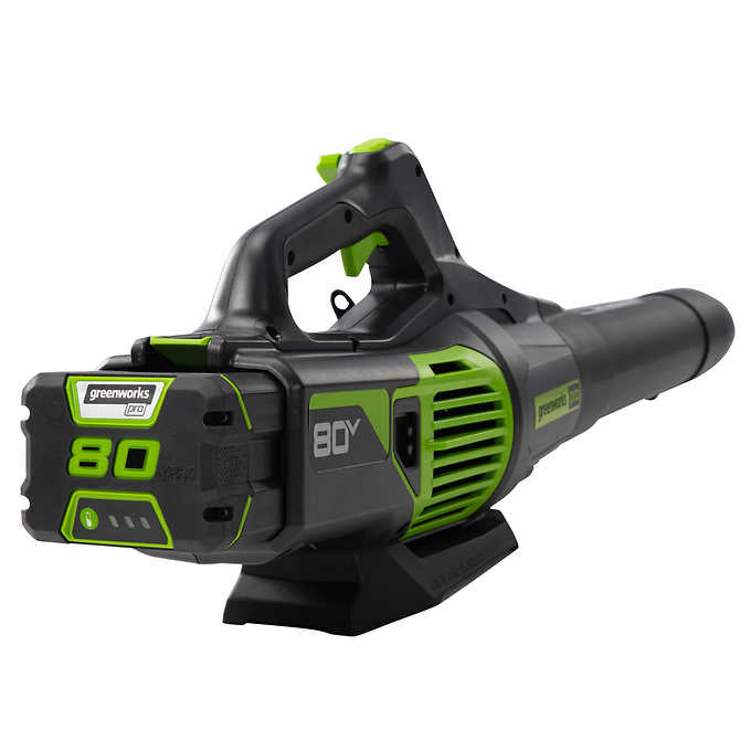 Greenworks 80V Combo Kit: 730 CFM - 170 MPH Brushless Blower + 16" String Trimmer+ Two Shoulder Straps, 2Ah Battery and Charger Included