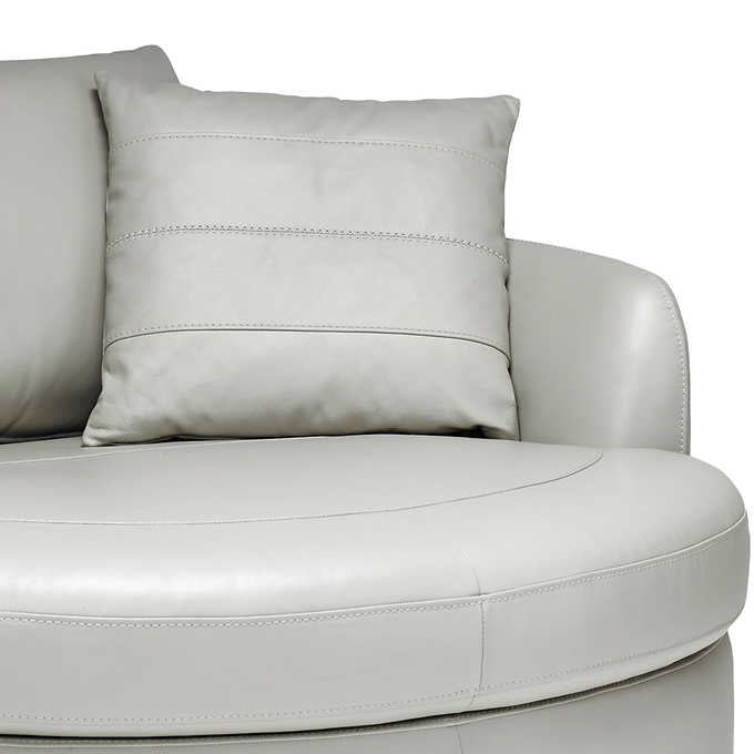 Luxurious Argentina Top Grain Leather Cuddler Chair with Cozy Pillow and Durable Construction