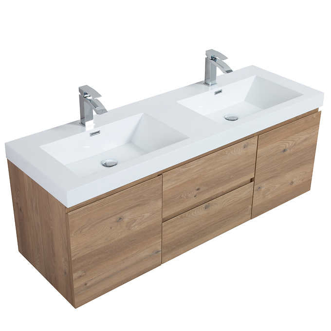 SERA 60 in. CAPRI Vanity with Glossy White Polymarble Countertop