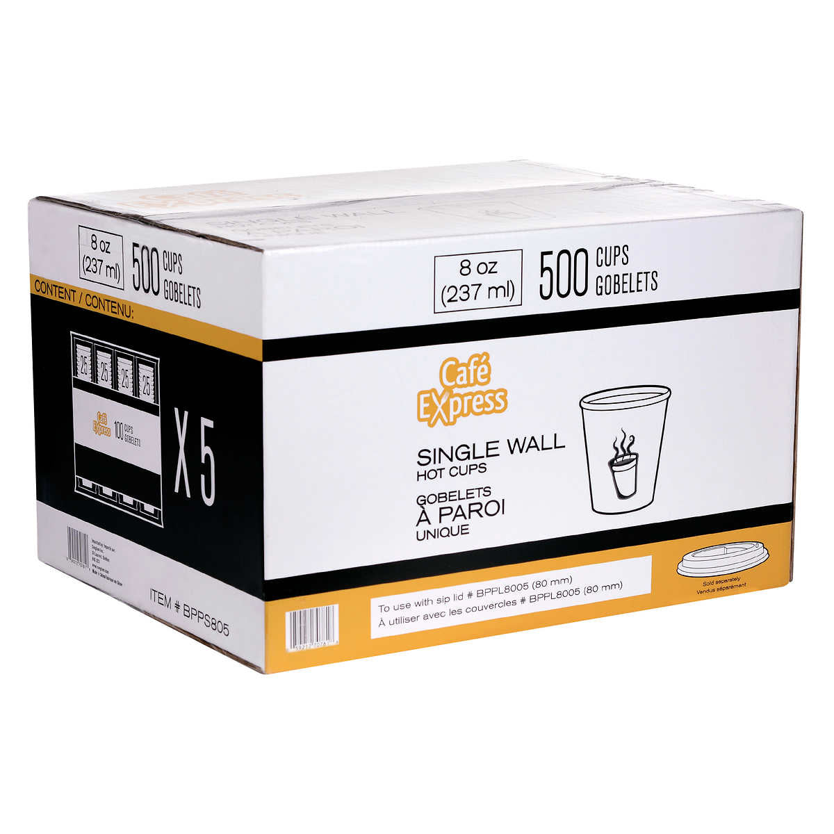 Single Wall 8-oz Hot Cups 5 packs of 100