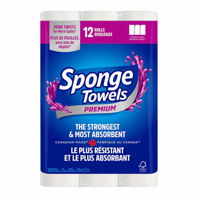 Sponge Towels Premium Paper Towels, 12 x 106 sheets