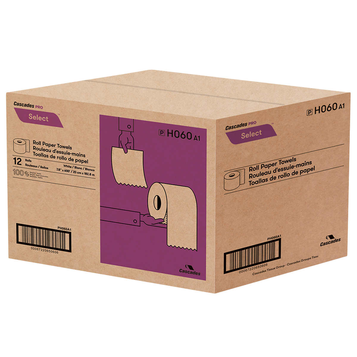 Cascades Pro Select White Paper Towel Rolls Pack of 12