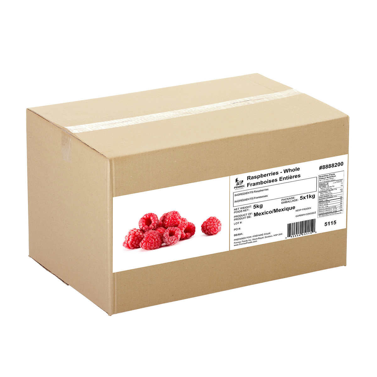 Fennec Foods Frozen Whole Raspberries