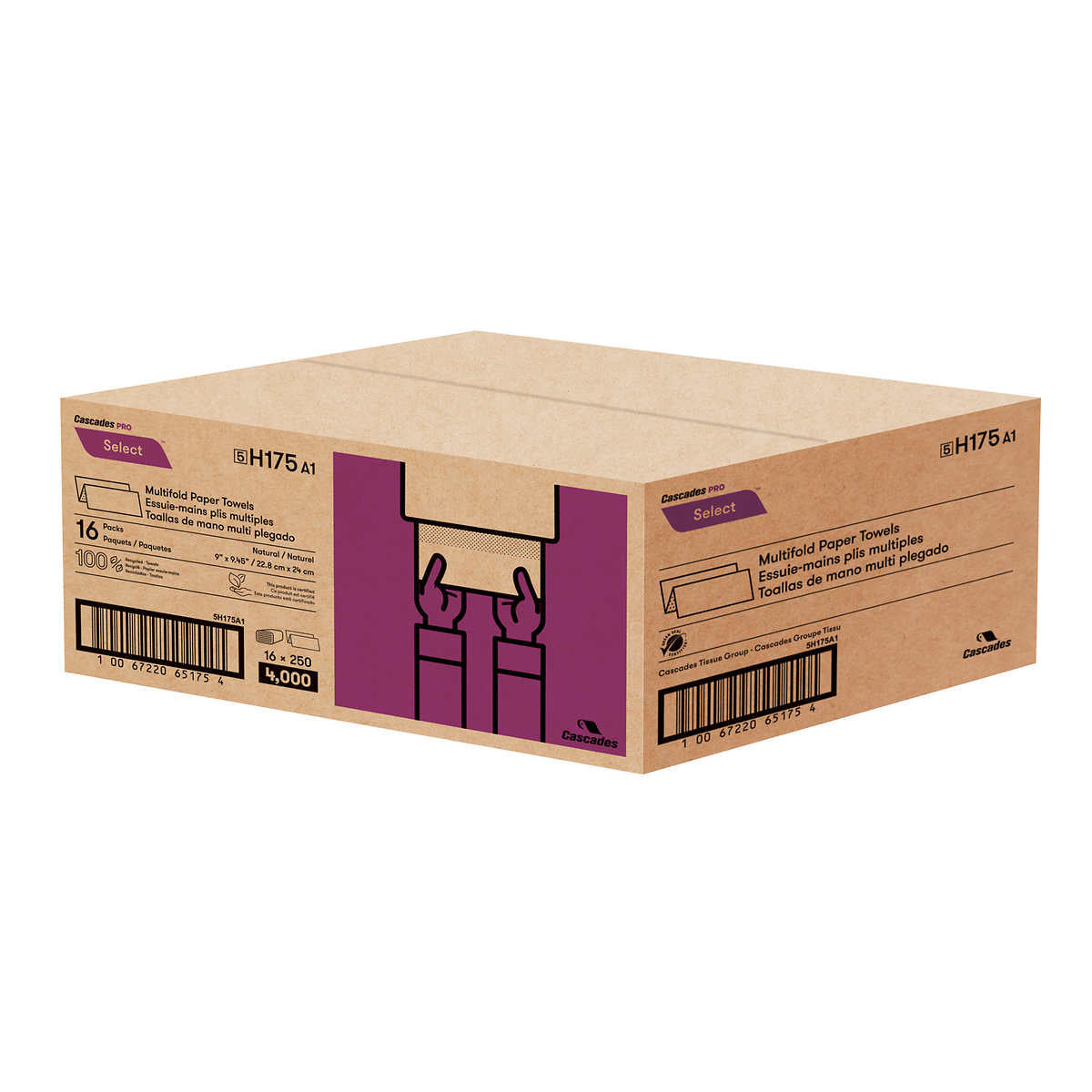 Cascade Pro Select Kraft Multifold Paper Towels 218.9 m² (2,356 ft²) Pack of 16