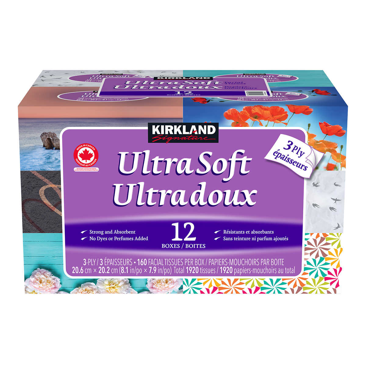 Kirkland Signature Ultra Facial Tissue Boxes Pack of 12